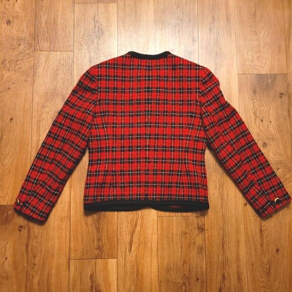 Vintage Pendleton Plaid Wool Jacket Blazer Red Black Size MP - Picture 2 of 9